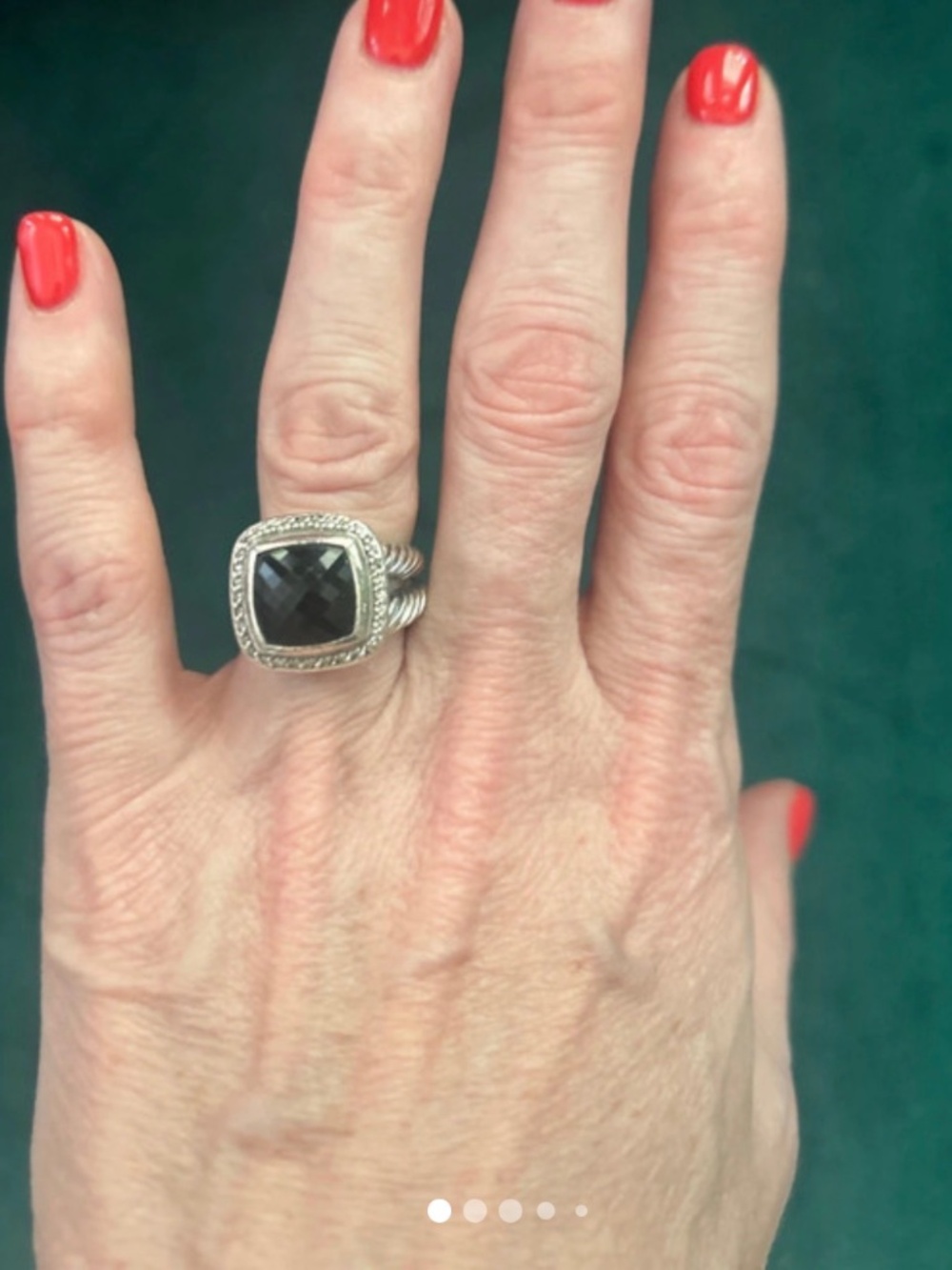 David Yurman black Onyx and Diamond Cable Ring